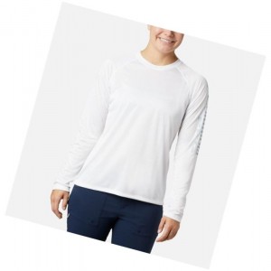 Columbia PFG Tidal II Long Sleeve Sweatshirt Kadın Beyaz Gri | 80417-IAOE