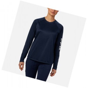 Columbia PFG Tidal II Long Sleeve Sweatshirt Kadın Lacivert Beyaz | 80247-PNJV