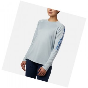 Columbia PFG Tidal II Long Sleeve Sweatshirt Kadın Gri Mavi | 01924-JCWZ