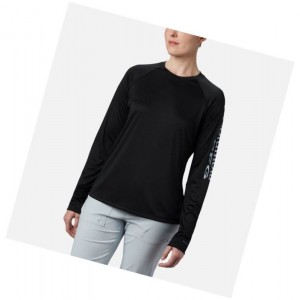 Columbia PFG Tidal II Long Sleeve Sweatshirt Kadın Siyah Gri | 01749-LWOK