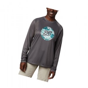Columbia PFG Tidal Printed Medallion Long Sleeve Sweatshirt Kadın Gri Nane | 23501-MKZC