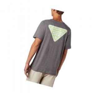 Columbia PFG Triangle Print Pocket Tişört Erkek Gri | 36914-YBHD