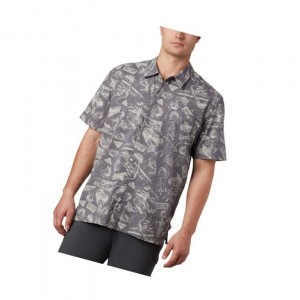Columbia PFG Trollers Best Short Sleeve Gömlek Erkek Gri Açık Mavi | 60312-TXQM