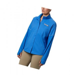 Columbia PFG Ultimate Catch ZERO Long Sleeve Hybrid Gömlek Kadın Mavi | 46275-MPED