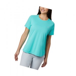 Columbia PFG Zero II Short Sleeve Tişört Kadın Mavi | 64912-LMQZ