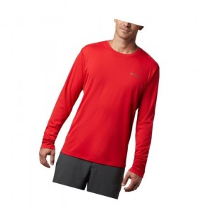 Columbia PFG Zero Rules Long Sleeve Sweatshirt Erkek Kırmızı | 83029-EARK