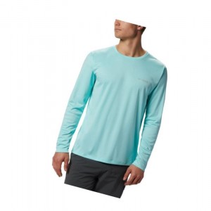 Columbia PFG Zero Rules Long Sleeve Sweatshirt Erkek Açık Mavi | 18932-QJFE