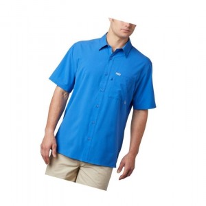 Columbia PFG Zero Rules Woven Short Sleeve Gömlek Erkek Mavi | 21956-WBAP