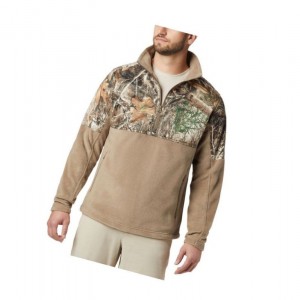 Columbia PHG Fleece Overlay 1/4 Zip Sweatshirt Erkek Kahverengi | 92078-FJUH