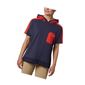 Columbia Park Short Sleeve Kapşonlu Kadın Lacivert | 39502-ULWI