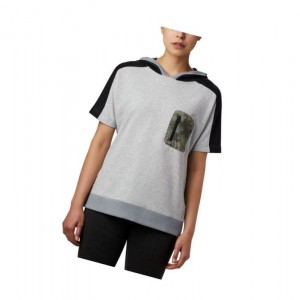 Columbia Park Short Sleeve Kapşonlu Kadın Gri Siyah Camo | 91568-DUXL