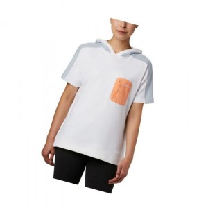 Columbia Park Short Sleeve Kapşonlu Kadın Beyaz Gri | 87453-ZRCE