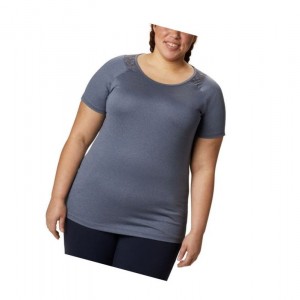 Columbia Peak To Point II Plus Size Tişört Kadın Lacivert | 41596-AULR