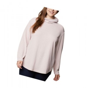 Columbia Pine Street Split Cowl Neck Plus Size Sweatshirt Kadın Pembe | 68379-MYNJ