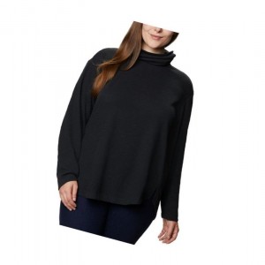 Columbia Pine Street Split Cowl Neck Plus Size Sweatshirt Kadın Siyah | 06945-AZKH