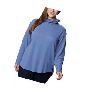 Columbia Pine Street Split Cowl Neck Plus Size Sweatshirt Kadın Mavi | 97658-OJKW