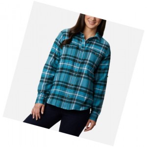 Columbia Pine Street Stretch Flannel Gömlek Kadın Mavi Renkli | 54138-LBNZ