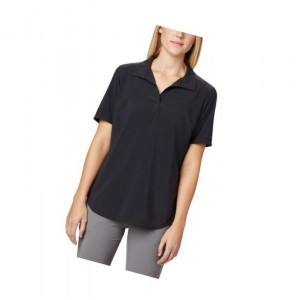 Columbia Place To Place Short Sleeve Sun Polo Gömlek Kadın Siyah | 12750-DQTV