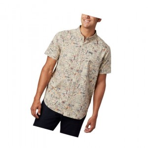 Columbia Rapid Rivers Printed Short Sleeve Gömlek Erkek Haki | 59807-EOFY