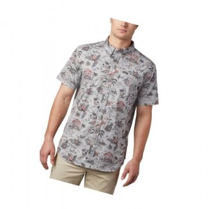 Columbia Rapid Rivers Printed Short Sleeve Big Gömlek Erkek Gri | 23470-PMIB