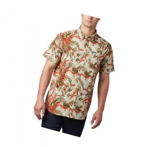 Columbia Rapid Rivers Printed Short Sleeve Tall Gömlek Erkek Haki | 19078-QCVK