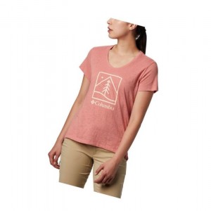 Columbia Rose Summit Short Sleeve Tişört Kadın Koyu Mercan | 60781-QGAN
