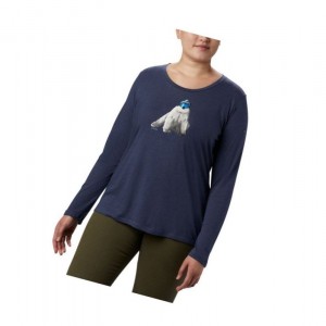 Columbia Ruby Falls Long Sleeve Plus Size Sweatshirt Kadın Lacivert | 38502-YWNA