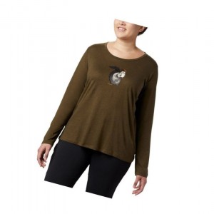 Columbia Ruby Falls Long Sleeve Plus Size Sweatshirt Kadın Zeytin Yeşili | 90813-RAWB