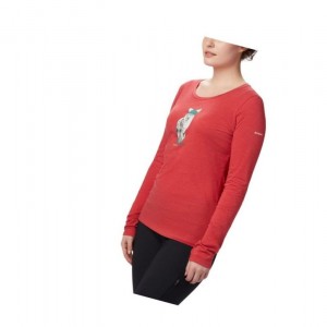 Columbia Ruby Falls Long Sleeve Sweatshirt Kadın Kırmızı | 71956-ODZH