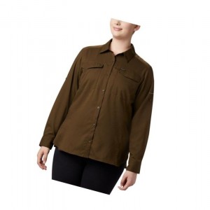 Columbia Silver Ridge Lite Long Sleeve Plus Size Gömlek Kadın Zeytin Yeşili | 42890-BWPG
