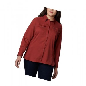 Columbia Silver Ridge Lite Long Sleeve Plus Size Gömlek Kadın Kırmızı | 07682-MNBX