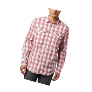 Columbia Silver Ridge Lite Plaid Long Sleeve Gömlek Erkek Mavi Kırmızı | 80471-TWIE