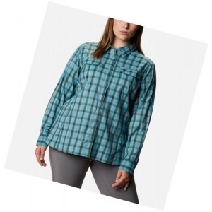 Columbia Silver Ridge Lite Plaid Long Sleeve Plus Size Gömlek Kadın Mavi | 64758-DEUQ