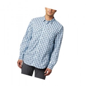 Columbia Silver Ridge Lite Plaid Long Sleeve Gömlek Erkek Lacivert | 94362-PLDT