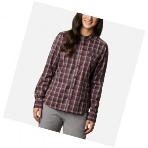 Columbia Silver Ridge Lite Plaid Long Sleeve Gömlek Kadın Bordo | 34962-SNWM