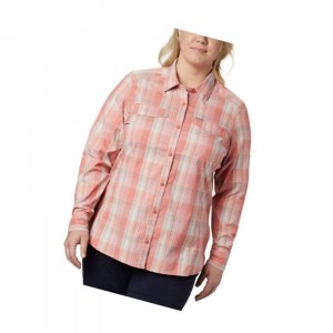 Columbia Silver Ridge Lite Plaid Long Sleeve Plus Size Gömlek Kadın Koyu Mercan Renkli | 23675-OJQW