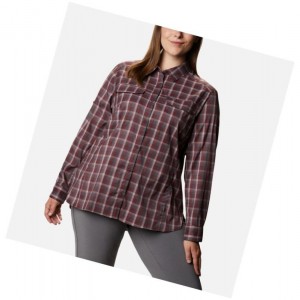 Columbia Silver Ridge Lite Plaid Long Sleeve Plus Size Gömlek Kadın Bordo | 19547-ICYU