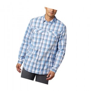 Columbia Silver Ridge Lite Plaid Long Sleeve Gömlek Erkek Mavi Mavi | 01235-TGKJ