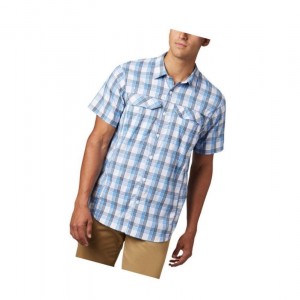 Columbia Silver Ridge Lite Plaid Short Sleeve Tall Gömlek Erkek Mavi Mavi | 64127-HOYG