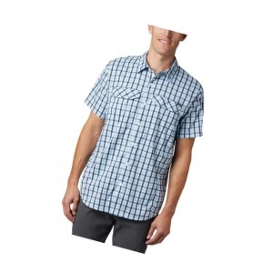 Columbia Silver Ridge Lite Plaid Short Sleeve Gömlek Erkek Lacivert | 09143-AGMK