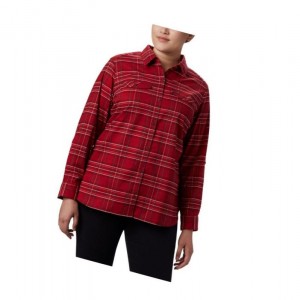 Columbia Silver Ridge Long Sleeve Flannel Top Plus Size Gömlek Kadın Kırmızı | 92746-VMYB