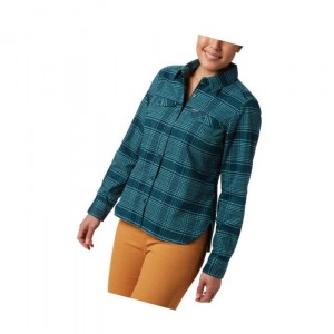 Columbia Silver Ridge Long Sleeve Flannel Top Gömlek Kadın Mavi | 23940-ONIT