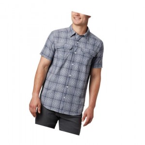 Columbia Silver Ridge Short Sleeve Seersucker Gömlek Erkek Lacivert | 01683-EBKT