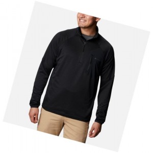 Columbia Single Canyon Half Zip Fleece Mont Erkek Siyah | 75206-KRUA