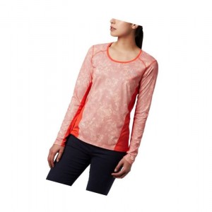 Columbia Solar Chill 2.0 Long Sleeve Sweatshirt Kadın Kırmızı | 91752-MGDK