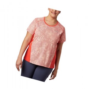 Columbia Solar Chill 2.0 Short Sleeve Plus Size Tişört Kadın Kırmızı | 81976-KORL