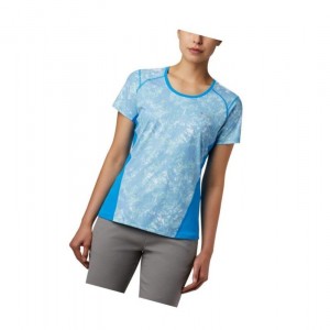 Columbia Solar Chill 2.0 Short Sleeve Tişört Kadın Mavi | 14276-NBAI
