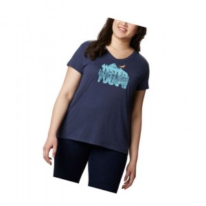 Columbia Solar Shield Graphic Plus Size Tişört Kadın Lacivert | 79654-AZJG