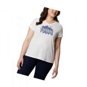 Columbia Solar Shield Graphic Plus Size Tişört Kadın Beyaz | 97023-QCVZ