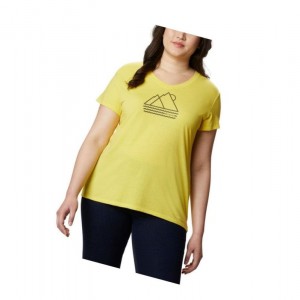 Columbia Solar Shield Graphic Plus Size Tişört Kadın Sarı | 17925-LBVZ